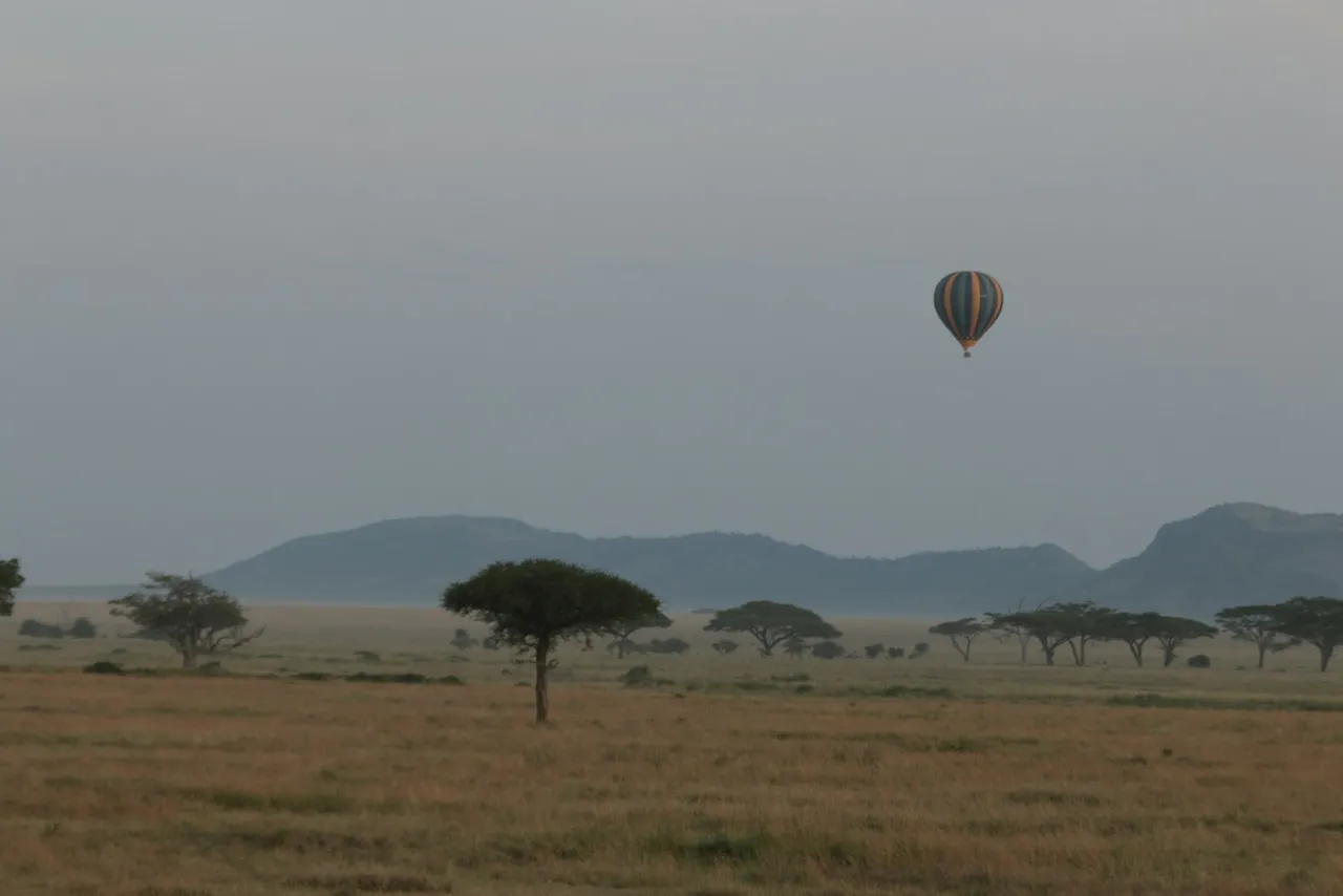 Balloon above the Serengeti landscape